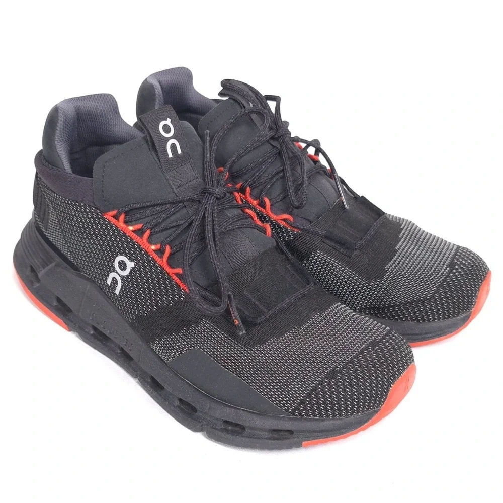 ON CLOUDNOVA Running Shoes Men's US 7.5 EU 40.5 Athletic Sneakers Black & Orange